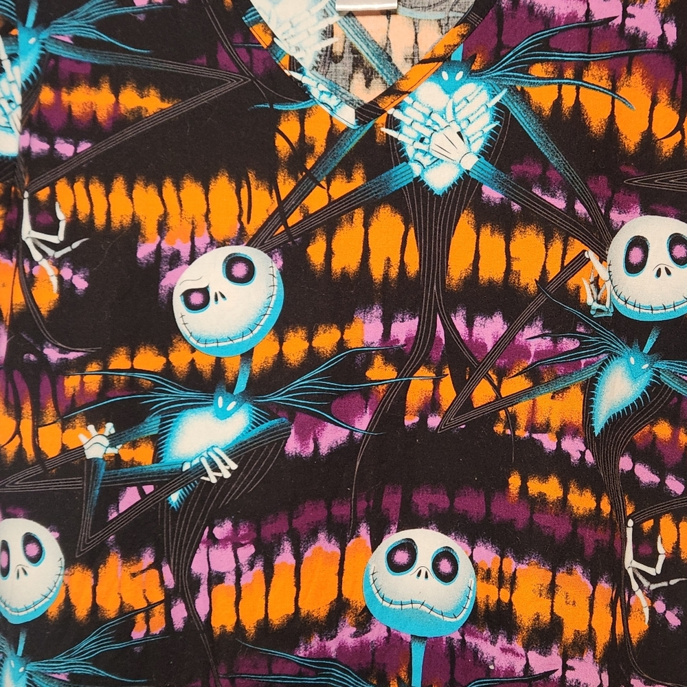 Disney The Nightmare Before Christmas Jack Skellington Scrub Top Cotton Medium - Picture 2 of 6